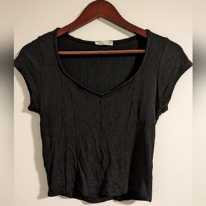 Sozy- Renata crop top, black, ribbed, XL